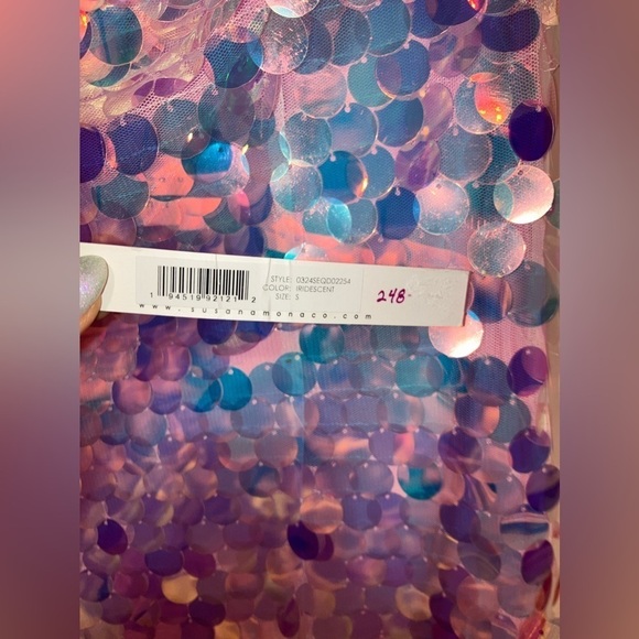 $248 NWT Susana Monaco Disco Sequin Tube Midi Dress Iridescent 🪩 Small - Picture 9 of 11